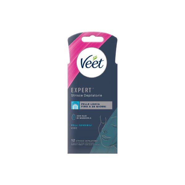 Veet Expert Strisce Viso Pelli Normali, 12 strisce