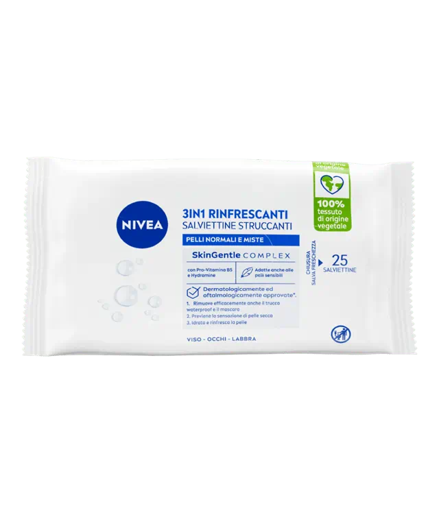 NIVEA SALVIETTINE STRUCCANTI 3IN1 RINFRESCANTI 25PCS