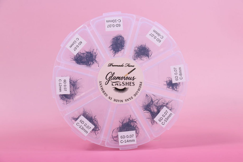 CIGLIA PREMADE 6D - 500 fans - C / D , 0,05 ; 0,07 - 8-15mm Glamorous Lashes