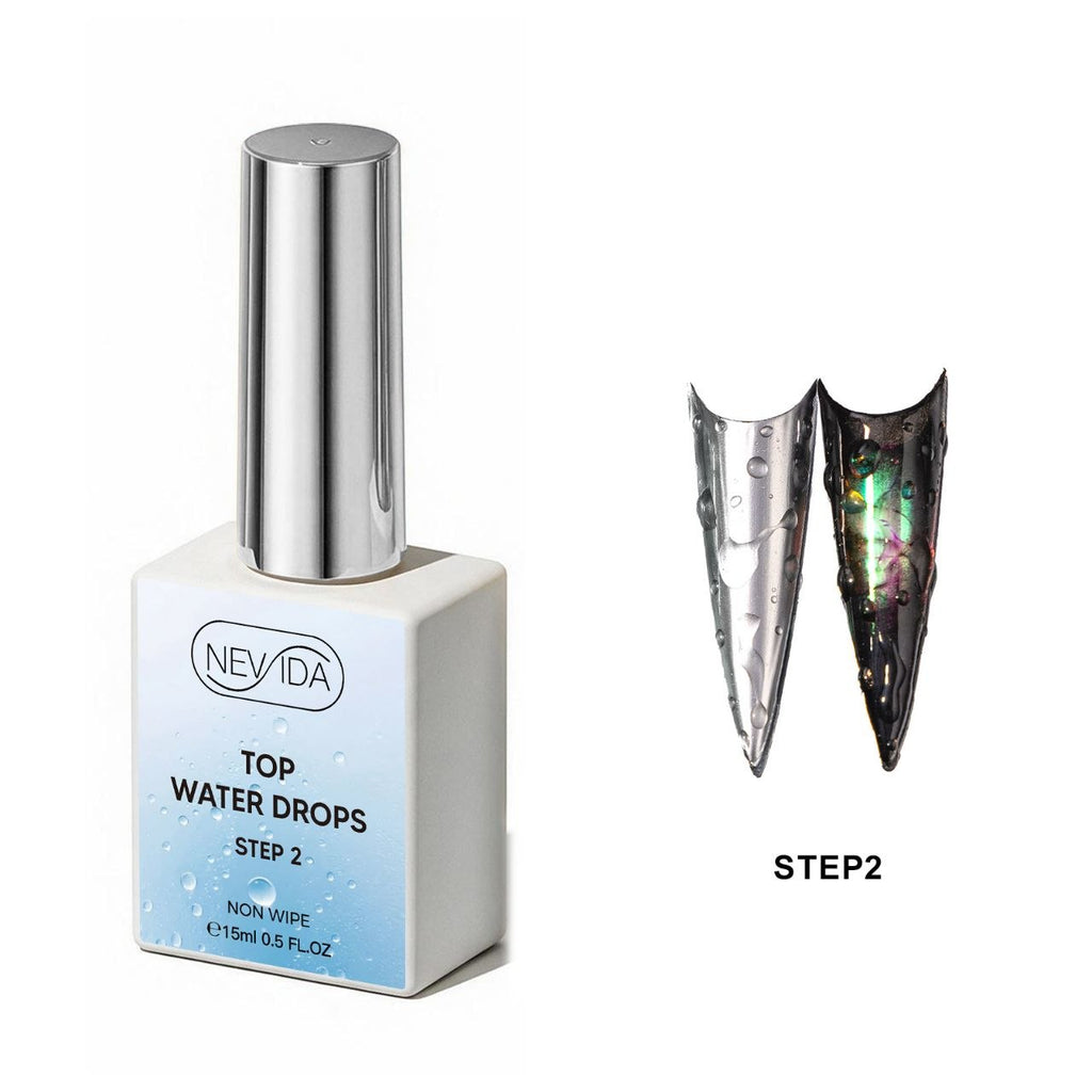NEVIDA TOP WATER DROPS – Effetto Gocce d'Acqua 3D | STEP 1 + STEP 2 – 2 x 15 ml