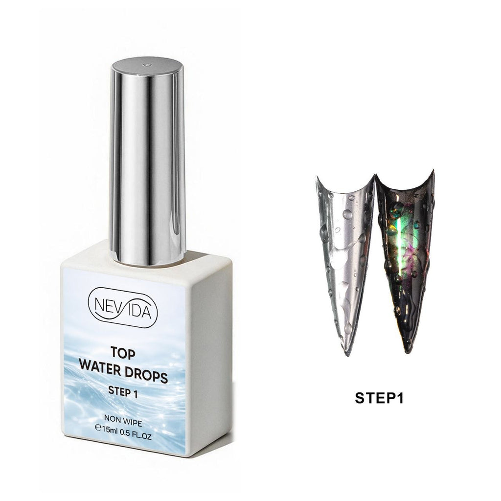 NEVIDA TOP WATER DROPS – Effetto Gocce d'Acqua 3D | STEP 1 + STEP 2 – 2 x 15 ml