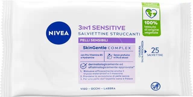 NIVEA SALVIETTINE STRUCCANTI 3IN1 SENSITIVE 25PCS