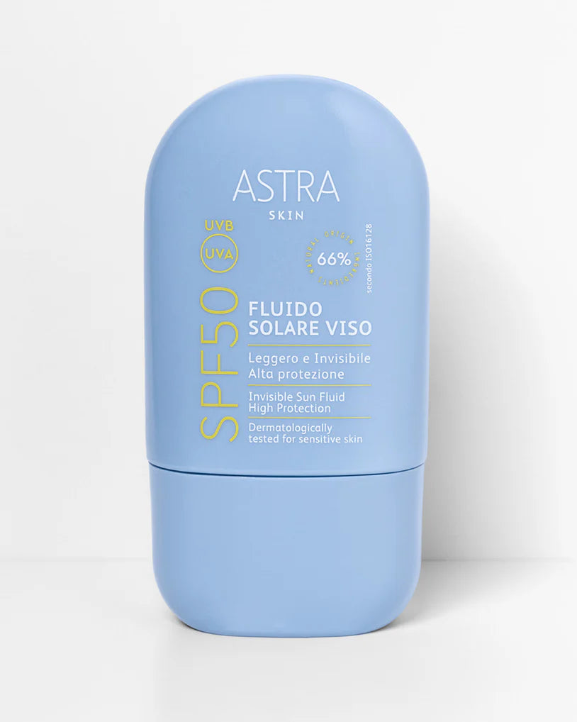 Astra SPF50 FLUIDO SOLARE VISO - Invisibile, Alta Protezione