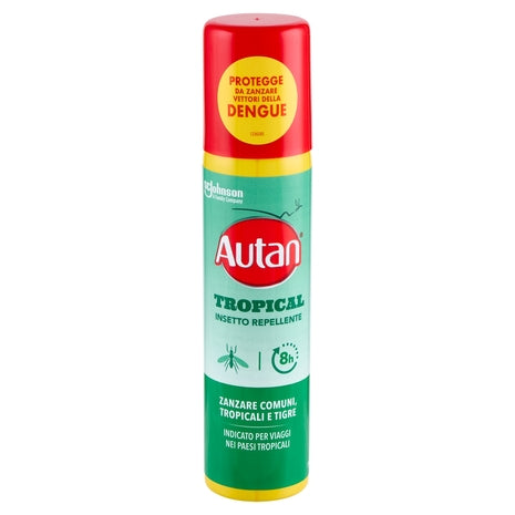 Autan Tropical Spray Secco Insetto Repellente e Antizanzare Tigre, Comuni e Tropicali, 100ml