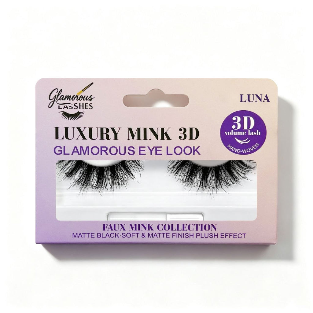 Glamorous Lashes Ciglia Finte a Banda Intera Luxury Mink 3D Luna – Effetto Volume Intenso