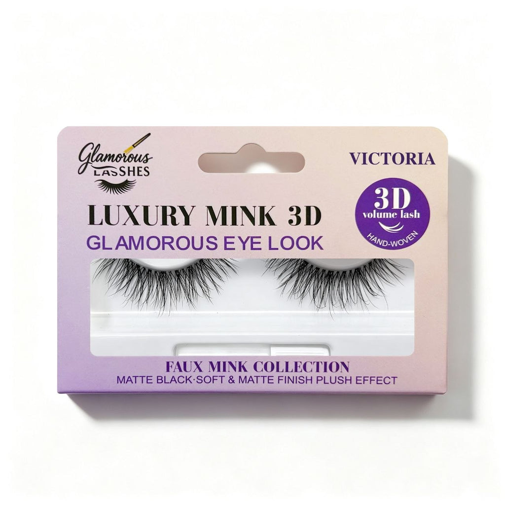 Glamorous Lashes Ciglia Finte a Banda Intera Luxury Mink 3D Victoria – Effetto Naturale ed Elegante