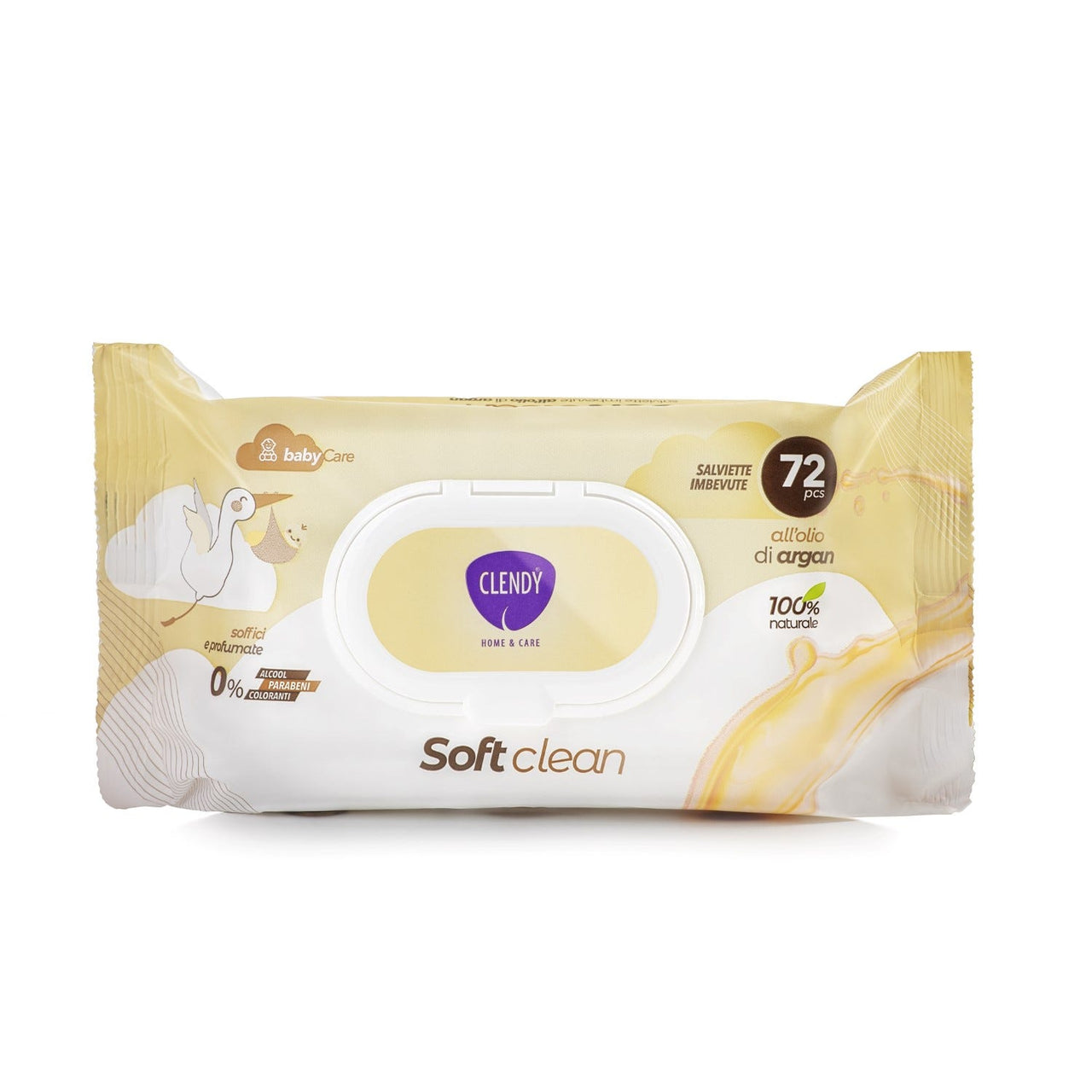 Clendy Salviette Imbevute Baby Soft Clean Argan 72 pezzi