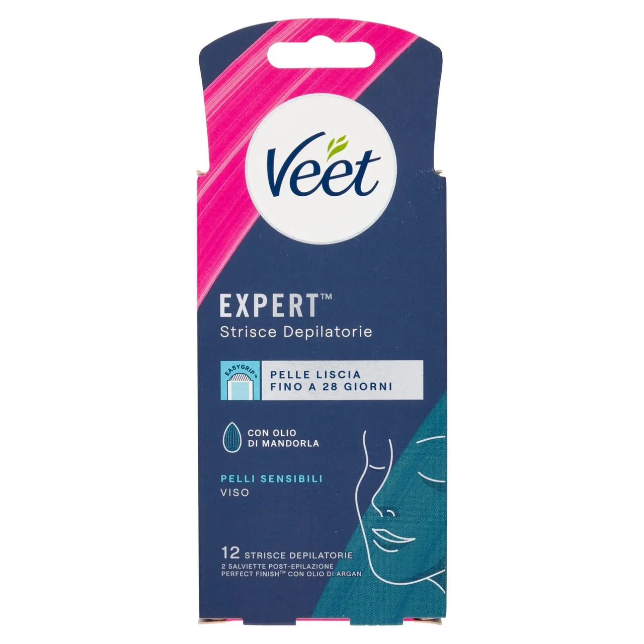 Veet Strisce Depilatorie Viso 12pz Pelli Sensibili