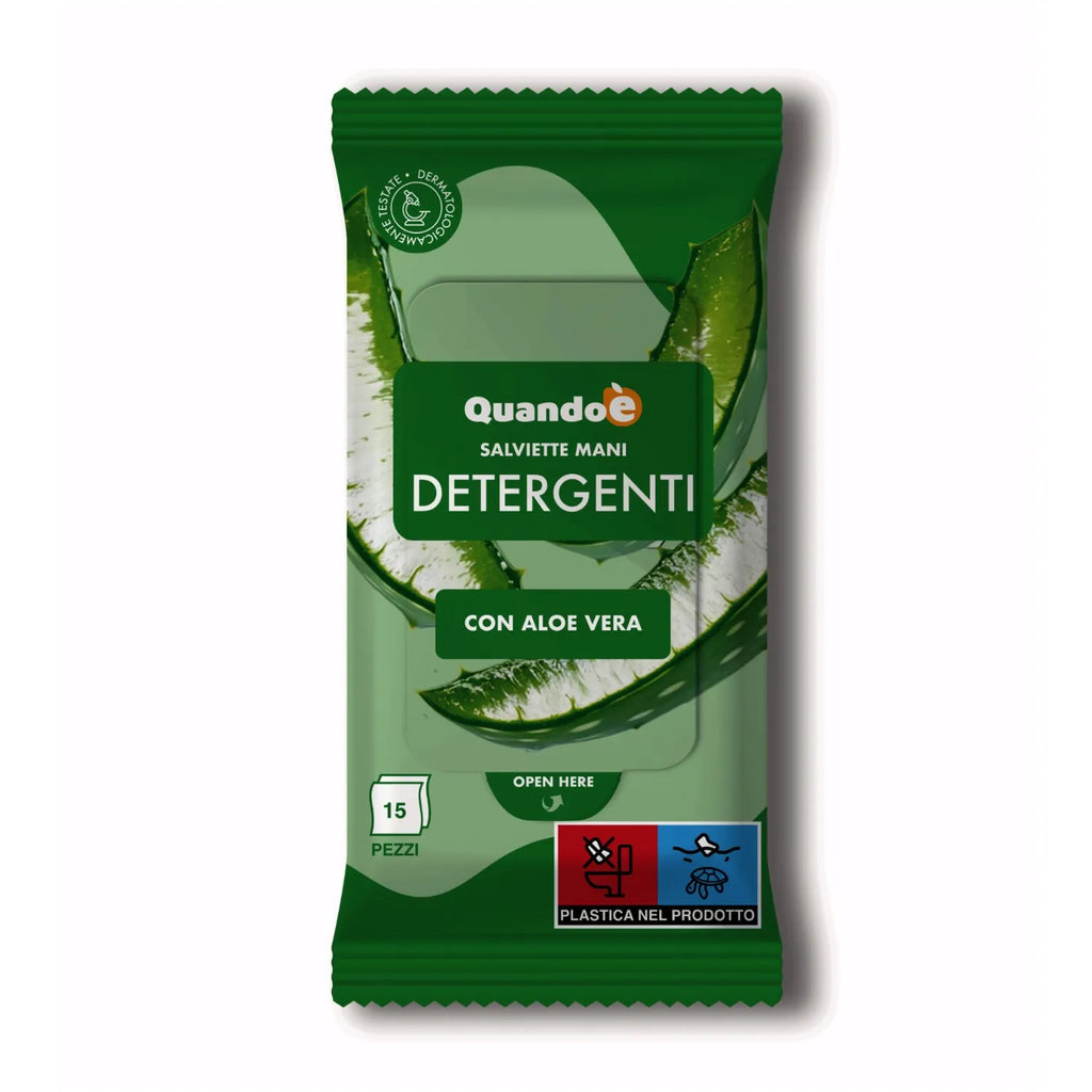 Quandoe' Salviette Mani Detergenti Con Aloe Vera Pz15