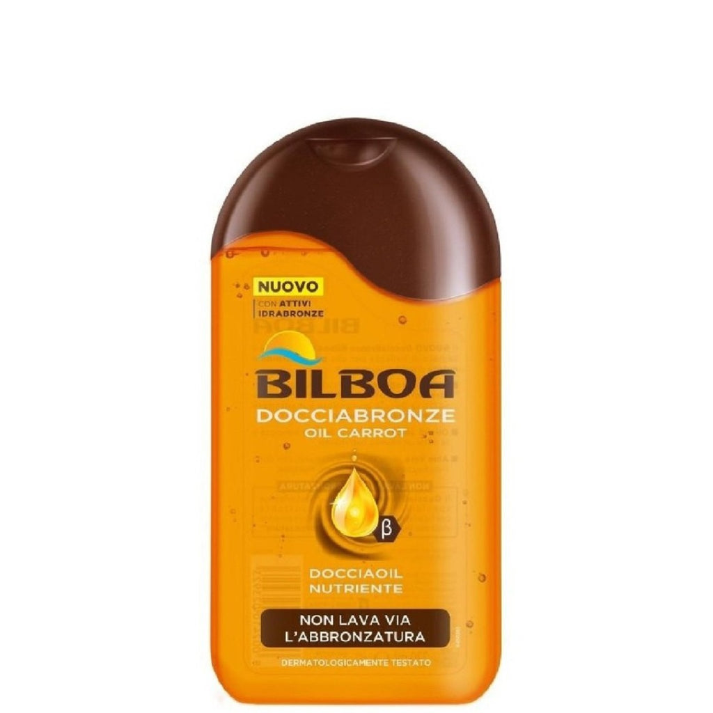 Bilboa, Docciabronze Nutriente, Doccia Shampoo Olio di Carota per Corpo e Capelli - Idrata la Pelle e Non Toglie l'Abbronzatura - Dermatologicamente Testato - Flacone da 250 ml (Copia)