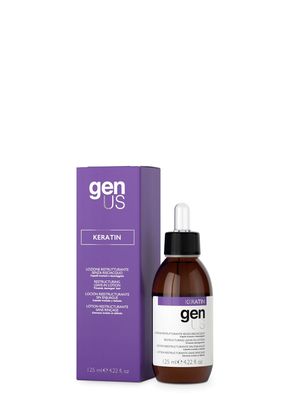 Genus Lozione Keratin Ristrutturante per capelli danneggiati - NO RISCIACQUO - Lozione da 125ml