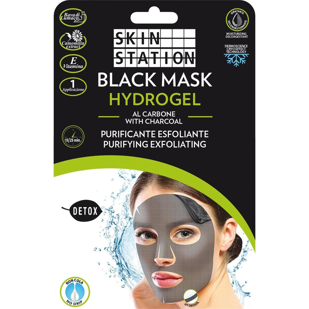 Skin Station Maschera in Tessuto Hydrogel al Carbone Detox Purificante Esfoliante