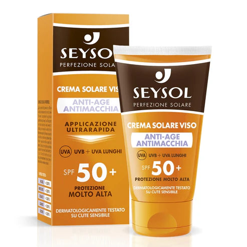 Seysol Crema Solare Viso Anti-Age SPF 50+ – Protezione Alta, Previene Rughe e Macchie, Texture Leggera, Pelli Sensibili