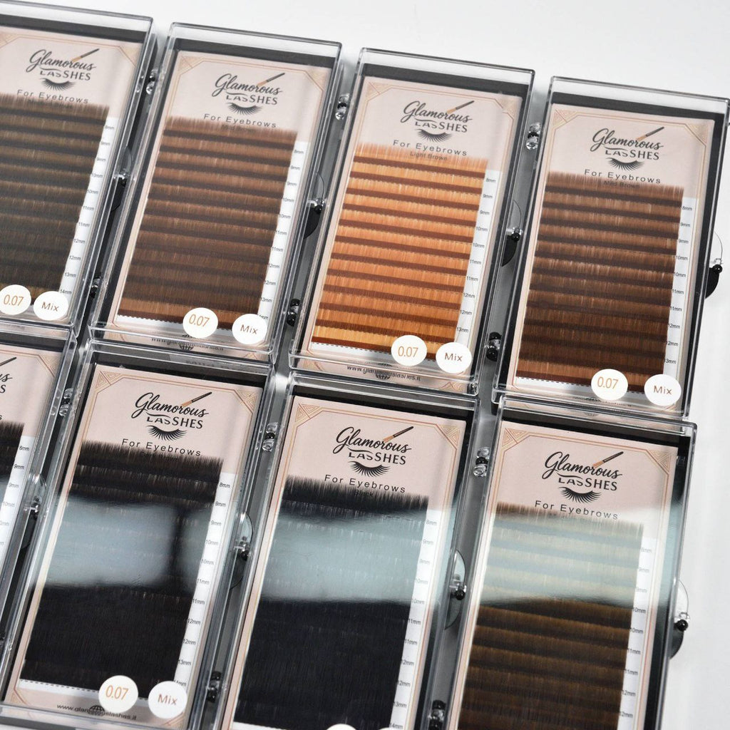 CIGLIA EXTENSION SOPRACCIGLIA "MILD BROWN 0,07 ; 8-15mm Glamorous Lashes
