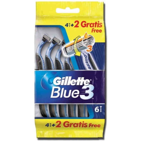 Gillette Rasoio Uomo Blue3 Smooth Usa e Getta a 3 Lame, Confezione da 4 rasoi+2 Gratis = 6 Rasoi
